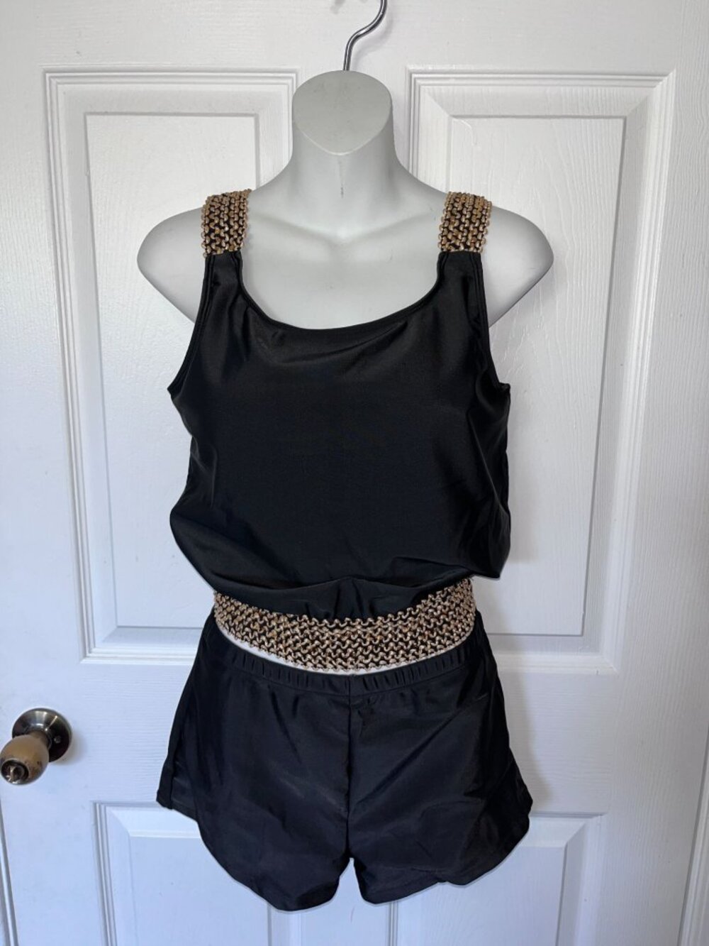 NWT Black Swim Gold Embroidered Gold Size L Women